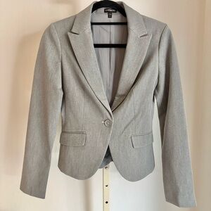 Express Classic Tailored One Button Blazer Jacket, Light Gray, Size 00